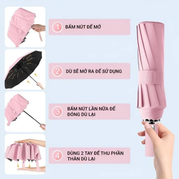 Dù gấp gọn tự động chống UV: tiện lợi trong cơn mưa nhưng lại khiến ngăn balo luôn đầy chật. - Ảnh 5