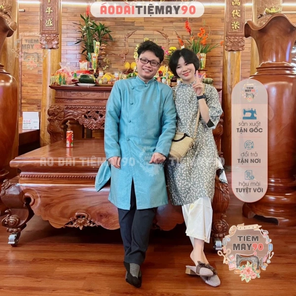 Giữa mong muốn sang trọng và cảm giác nặng nề khi mặc áo dài nam cách tân làm bằng vải gấm trong buổi lễ Tết. - Ảnh 5