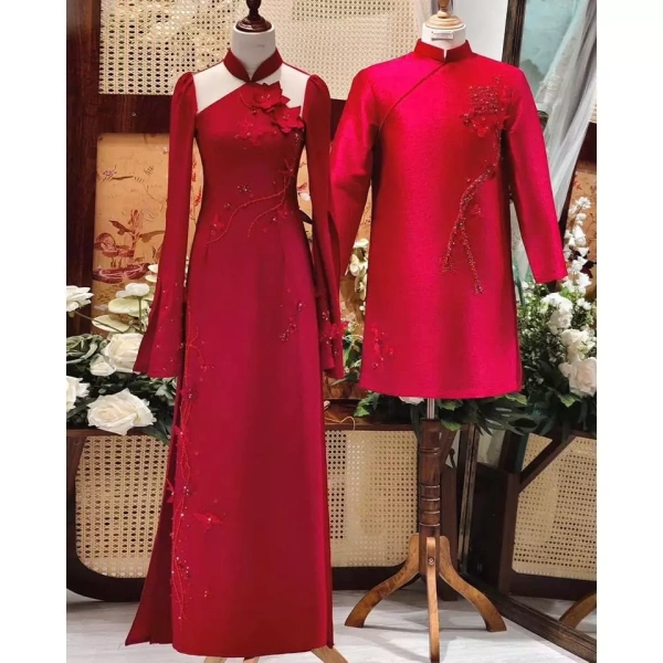 Dưới đây là bảng so sánh ngắn gọn giữa lụa Tô Châu cao cấp và những loại vải thường thấy trong áo dài cưới như vải chiffon, satin, và vải tafta. (Ảnh 3)