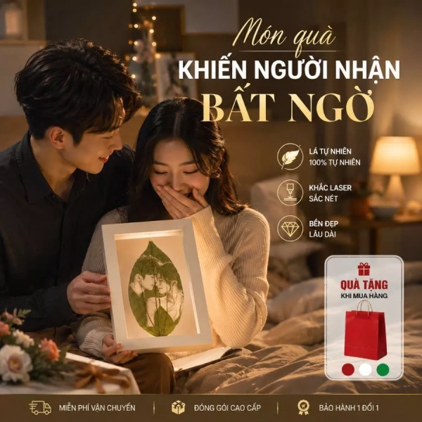 Một lựa chọn thay thế mới đang nổi lên trong thị trường quà tặng kỷ niệm là tranh lá khắc hình – một tác phẩm được khắc laser lên lá thực vật, tạo ra cảm giác vừa hiện đại vừa gần gũi với thiên nhiên. (Ảnh 4)