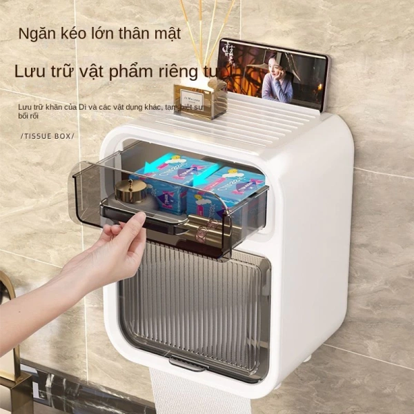 Trong danh mục các sản phẩm đa năng hiện nay, Hộp Đựng Giấy Vệ Sinh 2 Tầng, Hộp Đựng Giấy Hộp Giấy Vệ Sinh Có Kệ Để Điện Thoại (hàng Việt) nổi bật với thiết kế thông minh, phù hợp với môi trường tắm ẩm ướt. (Ảnh 4)