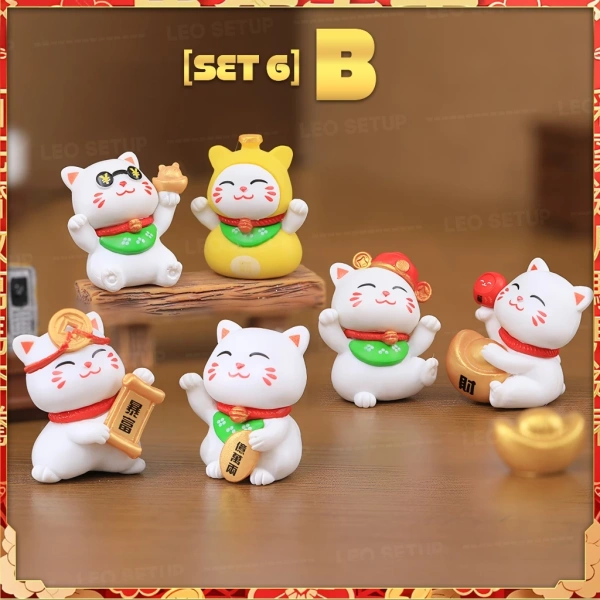 Set này gồm 4 hoặc 6 mẫu mèo, mỗi bé mèo được chế tạo từ nhựa thân thiện môi trường, giúp giảm thiểu tác động tiêu cực đến môi trường trong khi vẫn giữ được độ bền màu và độ mịn của bề mặt. (Ảnh 3)