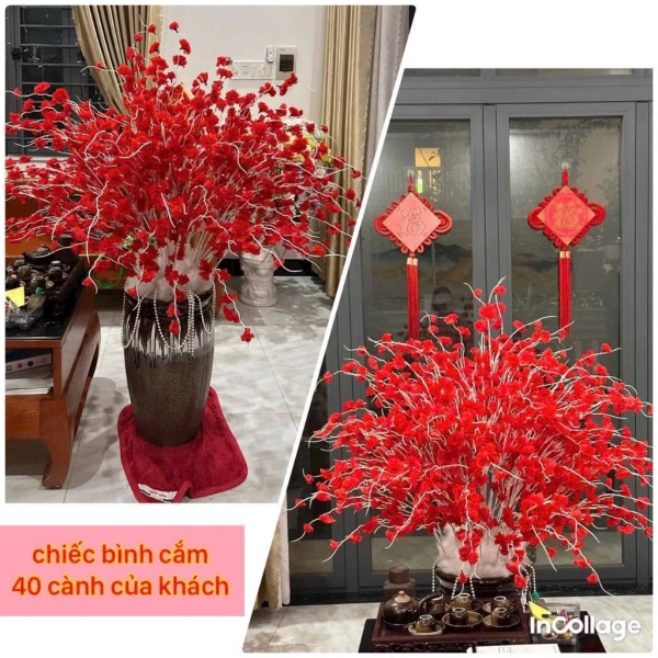 Khi cành đào dâu giả được cắm vào lọ, không ai ngờ nó sẽ mất độ mềm mại chỉ sau vài ngày trang trí Tết. - Ảnh 1