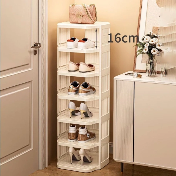 Kệ giày gấp gọn (foldable shoe rack) thường được cấu tạo từ các khung nhựa, kim loại nhẹ hoặc ghép lại bằng các khớp nối. (Ảnh 2)