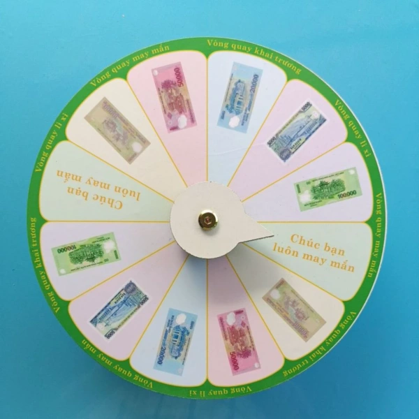 Vòng quay mini thường được thiết kế gọn gàng, có đường kính khoảng 25 cm và chiều cao 7 cm, với 12 ô chia đều để đặt các phần thưởng nhỏ. (Ảnh 2) Vòng quay mini thường được thiết kế gọn gàng, có đường kính khoảng 25 cm và chiều cao 7 cm, với 12 ô chia đều để đặt các phần thưởng nhỏ. (Ảnh 2)