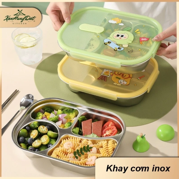 Khi con thích tự lấy cơm, một khay inox đa ngăn có nắp bảo vệ thực sự thay đổi thói quen ăn uống của cả gia đình. - Ảnh 1 Khi con thích tự lấy cơm, một khay inox đa ngăn có nắp bảo vệ thực sự thay đổi thói quen ăn uống của cả gia đình. - Ảnh 1