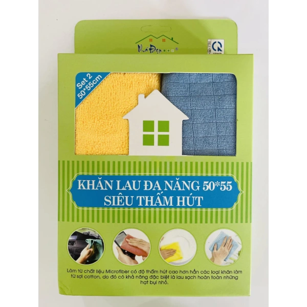 Khi dùng bộ 2 khăn microfiber đa năng 50×55 cm, thời gian lau dọn thực sự giảm đáng kể. - Ảnh 1 Khi dùng bộ 2 khăn microfiber đa năng 50×55 cm, thời gian lau dọn thực sự giảm đáng kể. - Ảnh 1