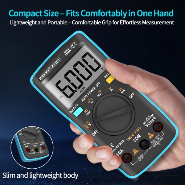 Máy đo đa năng hiện nay, như ZT‑101, tích hợp rất nhiều chức năng: đo điện áp DC/AC, dòng DC/AC, điện trở, điện dung, tần số, chu kỳ, diode, và cả buzzer. (Ảnh 4)