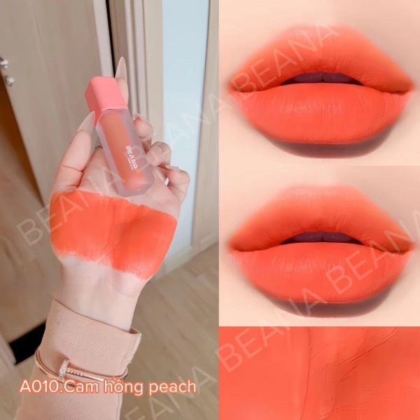 Trong danh sách những lựa chọn được nhiều chị em giới thiệu, Son BeAna cam hồng nude (màu cam đào, cam hồng nude) là một mẫu đáng chú ý. (Ảnh 5) Trong danh sách những lựa chọn được nhiều chị em giới thiệu, Son BeAna cam hồng nude (màu cam đào, cam hồng nude) là một mẫu đáng chú ý. (Ảnh 5)