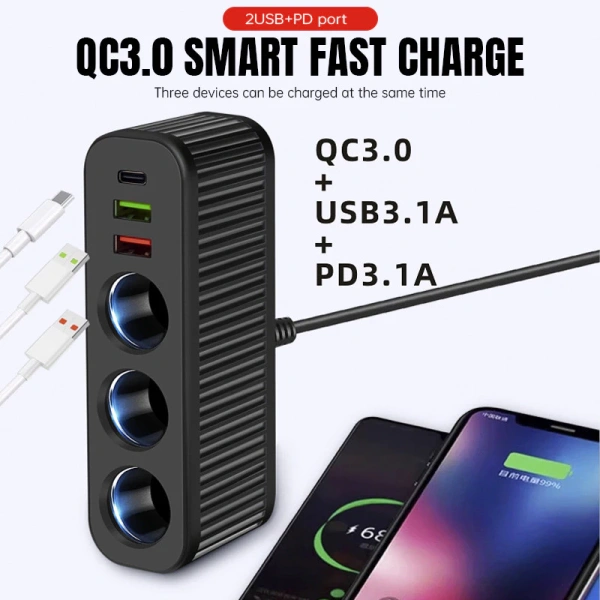 Một trong những mẫu đang được người dùng quan tâm hiện nay là LIUOOP Ô tô Bộ sạc Ba trong một Bật USB Sạc nhanh Bộ sạc Đa chức năng. (Ảnh 4)