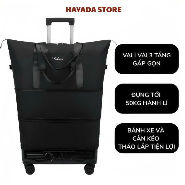 Khi vali vải gấp gọn có bánh xe kéo giữ đồ luôn khô ráo, thiết kế 3 tầng mới trở nên thực sự hữu ích. - Ảnh 1