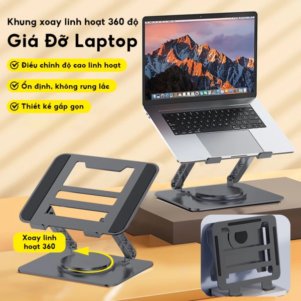 Không chỉnh độ cao phù hợp cho giá đỡ laptop quay 360° khiến khả năng tản nhiệt không phát huy - Ảnh 1 Không chỉnh độ cao phù hợp cho giá đỡ laptop quay 360° khiến khả năng tản nhiệt không phát huy - Ảnh 1