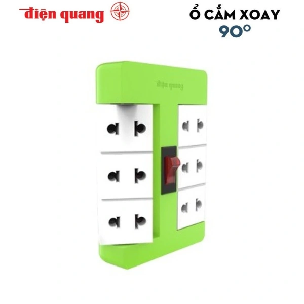 Ổ cắm xoay 90° Điện Quang ĐQ ESK RT 6 (6 lỗ 2 chấu) được chế tạo trên dây chuyền hiện đại, đáp ứng các tiêu chuẩn chống cháy, chịu nhiệt. (Ảnh 2)