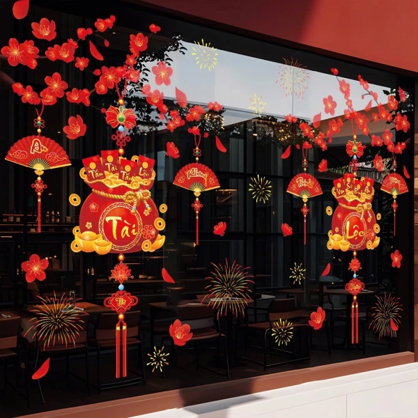 Không gian nhà bỗng rạng rỡ hơn khi treo decal cành đào hít tĩnh điện hai mặt cho trang trí Tết 2026 - Ảnh 4 Không gian nhà bỗng rạng rỡ hơn khi treo decal cành đào hít tĩnh điện hai mặt cho trang trí Tết 2026 - Ảnh 4