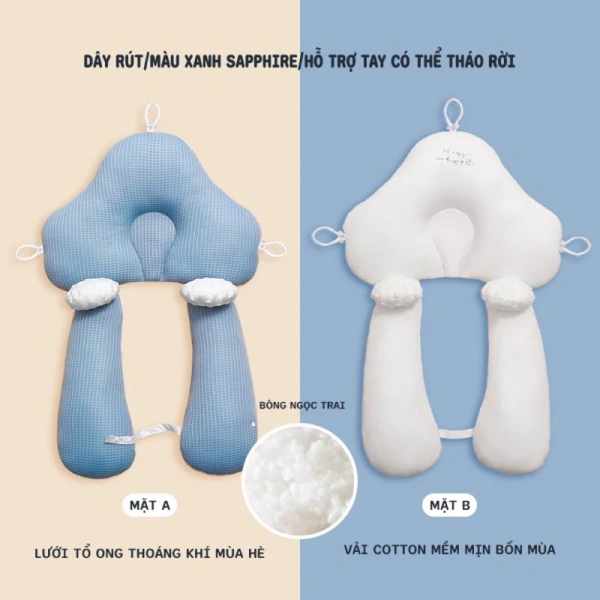 Điểm “độc đáo” của mẫu gối này là dây rút ba đầu, cho phép người dùng thay đổi độ cong và chiều cao của gối một cách linh hoạt. (Ảnh 2)