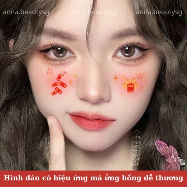 Kỳ vọng có má ửng hồng suốt ngày Tết, thực tế chỉ duy trì vài tiếng khi dùng hình dán makeup tạm thời - Ảnh 3