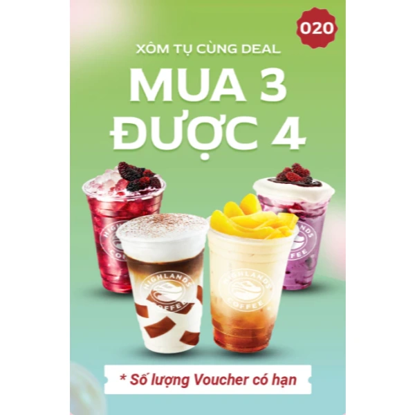 Quà Tặng Mã Giảm Giá Tại Highlands Coffee, với giá 500.000 VND (giá gốc 625.000 VND), là một ví dụ thực tế về việc mua một “gói mã” gồm nhiều ưu đãi: - Giảm 40k cho hóa đơn từ 169k - Mua 3 được 4 - Giảm 35k cho hóa đơn từ 135k - Mua 2 tặng 1. (Ảnh 4)