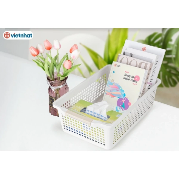 Nhìn chung, rổ nhựa là “người trung hòa” linh hoạt, thích hợp cho cả văn phòng và bếp mà không cần đầu tư lớn. (Ảnh 4) Nhìn chung, rổ nhựa là “người trung hòa” linh hoạt, thích hợp cho cả văn phòng và bếp mà không cần đầu tư lớn. (Ảnh 4)