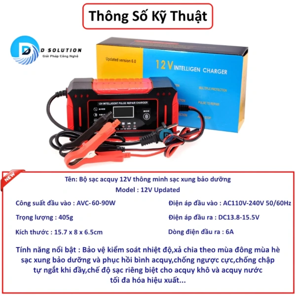 Một lựa chọn đáp ứng hầu hết các tiêu chí trên là Sạc Bình Ắc Quy 12V6A Từ 2Ah‑100Ah BLQ. (Ảnh 5)