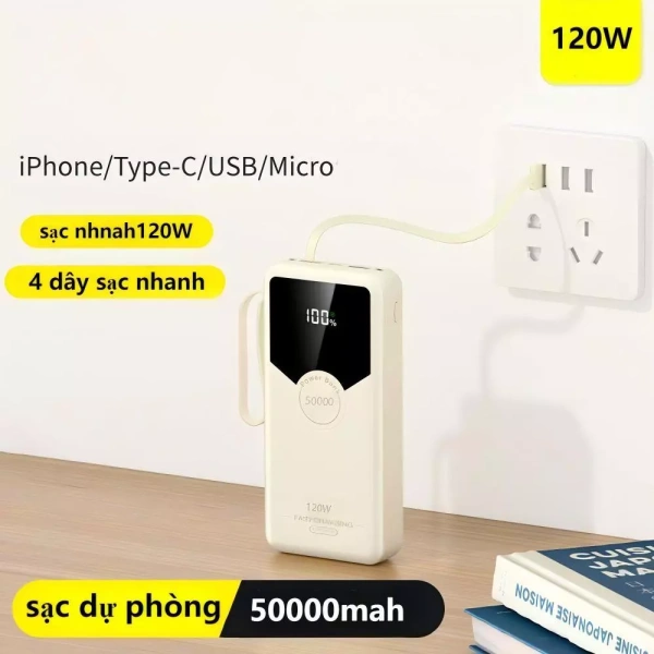 Sạc nhanh 120W trên pin dự phòng 50000 mAh khiến người dùng nhận ra rằng việc mang thêm dây sạc vẫn không thể bỏ qua - Ảnh 1