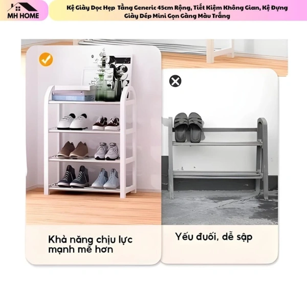 Như bảng so sánh trên cho thấy, kệ giày dọc hẹp đặc biệt ưu việt trong việc tối ưu không gian nhỏ mà không gây mất thẩm mỹ. (Ảnh 4) Như bảng so sánh trên cho thấy, kệ giày dọc hẹp đặc biệt ưu việt trong việc tối ưu không gian nhỏ mà không gây mất thẩm mỹ. (Ảnh 4)