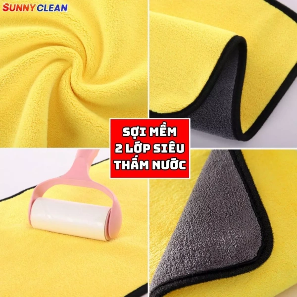 Với thiết kế hai mặt vàng xám và móc treo tiện lợi, khăn microfiber có thể mang theo trong cặp xe hoặc túi dụng cụ cá nhân, sẵn sàng cho bất kỳ công việc nào. (Ảnh 4)