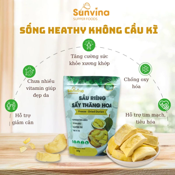 Trên thị trường, Sầu riêng sấy thăng hoa SUNVINA là một trong những thương hiệu đáng chú ý. (Ảnh 4)