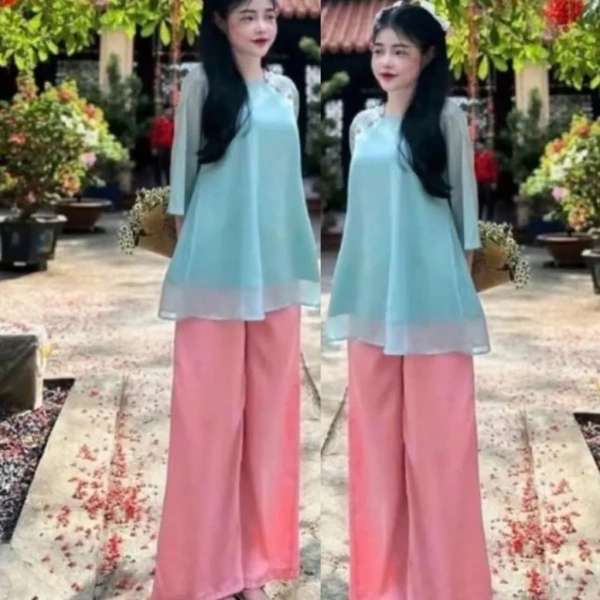 Set đồ lam size lớn cho lễ chùa trông ấn tượng, nhưng chất liệu tơ voan lại dễ nhăn khi di chuyển suốt ngày - Ảnh 4