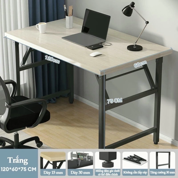 Trong số các lựa chọn trên thị trường, Bàn làm việc chân xếp gấp gọn (giá gốc 172,200 VND, giá giảm 140,000 VND) nổi bật vì tính năng và chất lượng cấu tạo phù hợp với nhu cầu đặt thiết bị nặng. (Ảnh 4)