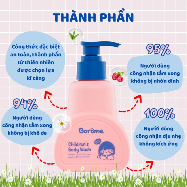 Sữa tắm Borome đã được thiết kế để vừa làm sạch, vừa bổ sung độ ẩm cho da bé. (Ảnh 3) Sữa tắm Borome đã được thiết kế để vừa làm sạch, vừa bổ sung độ ẩm cho da bé. (Ảnh 3)