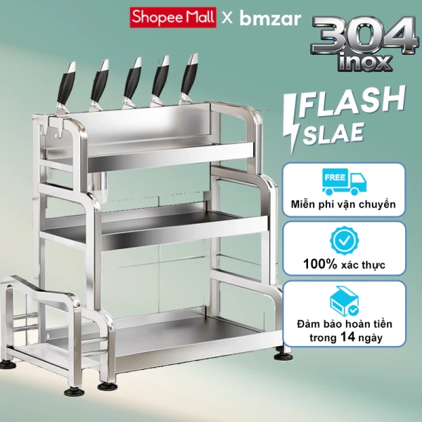 Tầng trên của kệ gia vị inox khiến các hũ thường dùng trở nên khó lấy – một bất ngờ trong bếp gọn gàng - Ảnh 1