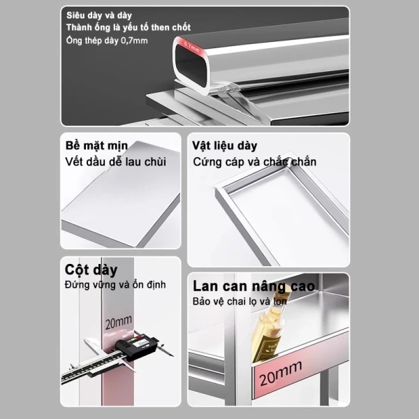 Tầng trên của kệ gia vị inox khiến các hũ thường dùng trở nên khó lấy – một bất ngờ trong bếp gọn gàng - Ảnh 5