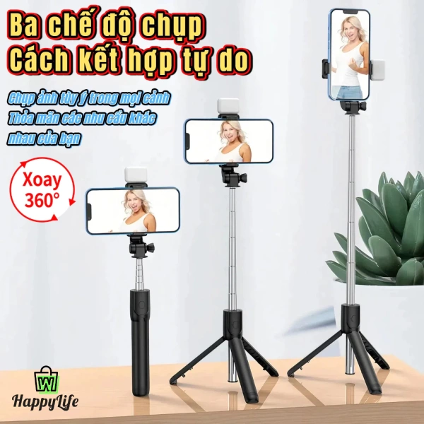Ánh sáng LED tích hợp trên gậy tự sướng không dây khiến những buổi chụp ban đêm ngoài trời không còn mờ nhạt