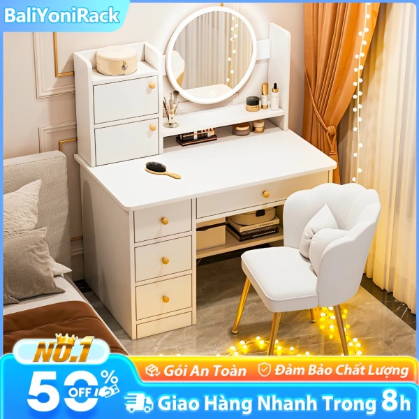 Ánh sáng LED và ngăn kéo kép trong bàn trang điểm phong cách Bắc Âu đang thay đổi thói quen làm đẹp buổi sáng