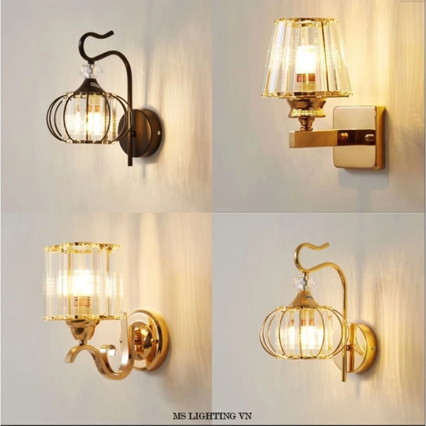 Ánh sáng pha lê từ đèn tường làm bừng sáng góc tối phòng ngủ, nhưng vị trí treo lại là bí quyết ít ai để ý.