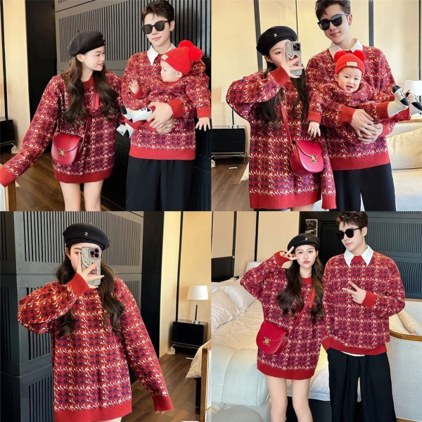 Áo len đỏ mùa thu‑đông ấm áp cho gia đình, nhưng độ co rút sau giặt khiến người mua hối tiếc