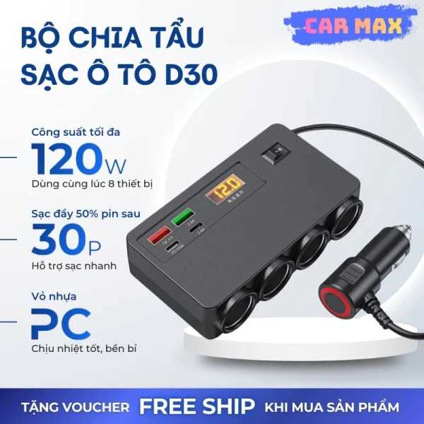 Bộ chia nguồn ô tô 8 cổng 120W: chi tiết nhỏ mà ít người để ý nhưng lại gây bất tiện trong chuyến đi