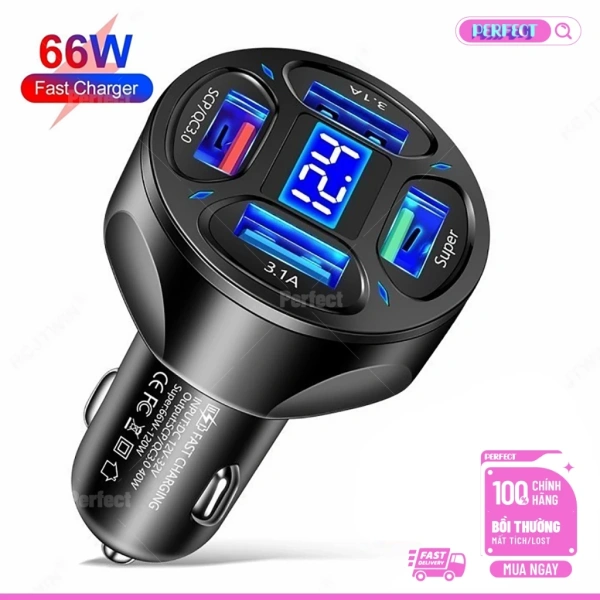 Bộ sạc nhanh đa cổng 66W trong ô tô: tiết kiệm thời gian sạc nhưng nhiệt độ lên bất ngờ