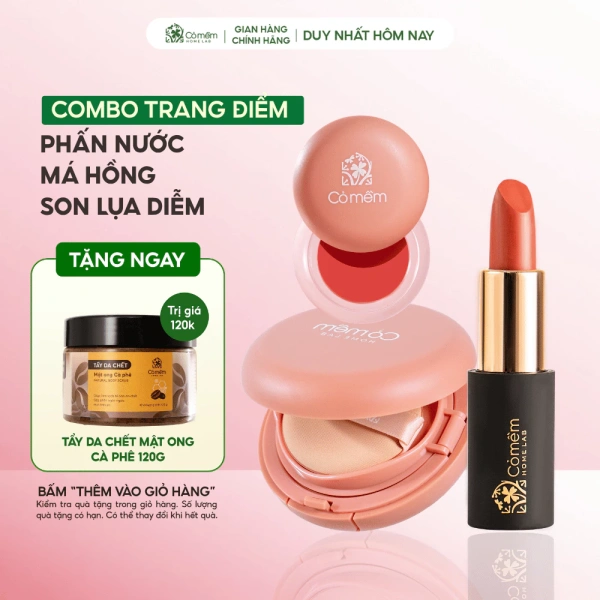 Bộ trang điểm tự nhiên với son lụa và phấn nước giúp da sáng suốt ngày mà không lo bóng nhờn