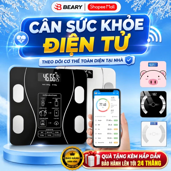 Cân điện tử Bluetooth đo trọng lượng tới 180kg giúp nhận ra xu hướng tăng cân nhẹ mà không cảm nhận