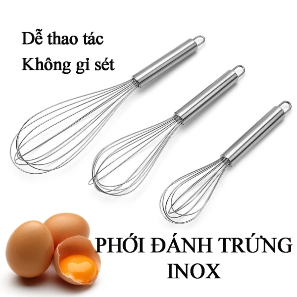 Cây phới lồng tròn inox cầm tay giúp tiết kiệm thời gian đánh trứng, nhưng bông kem lại cần sức mạnh bất ngờ
