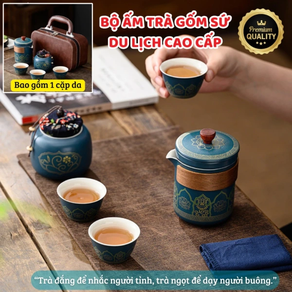 Chi tiết nhỏ của cặp da đi kèm thường khiến ấm trà gốm sứ cổ điển không vừa trong túi xách du lịch