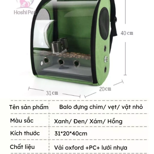 Chiều cao cây đứng trên balo đựng vẹt có thể là cạm bẫy khi di chuyển qua hành lang chật hẹp