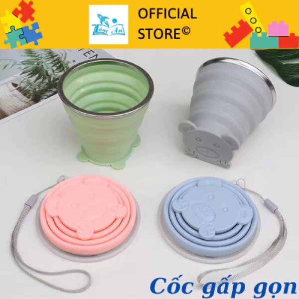 Cốc silicone gấp gọn có nắp đậy tiết kiệm không gian, nhưng nắp lại dễ rơi rớt khi di chuyển.