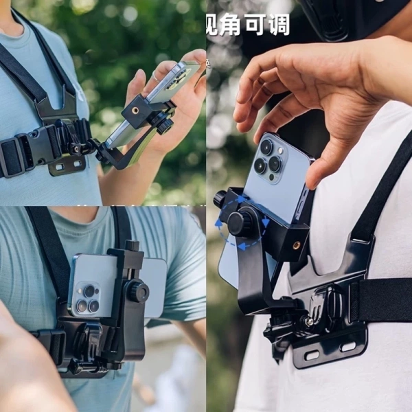 Đai đeo ngực giúp góc quay ổn định, nhưng nếu chưa điều chỉnh độ chặt sẽ gây mỏi vai sau những chuyến vlog dài