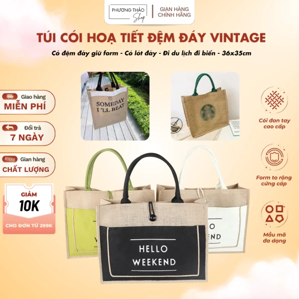 Đệm đáy của túi tote du lịch vintage hầu như không giữ form sau nhiều lần sử dụng, một chi tiết thường bị bỏ qua