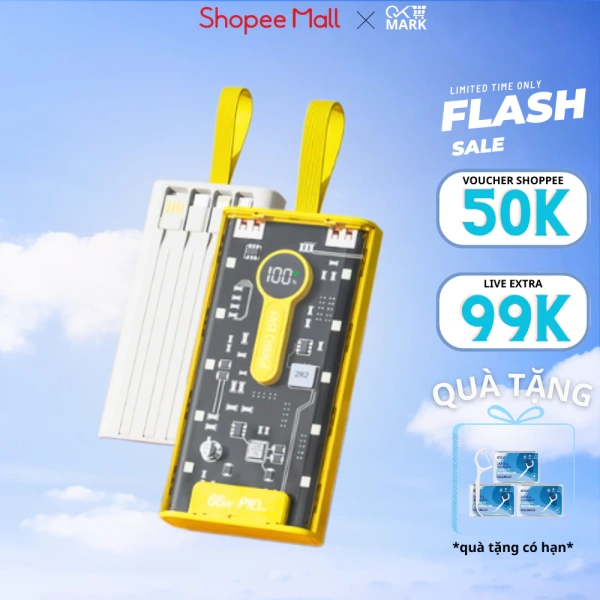 Đèn chỉ báo trên pin dự phòng trong suốt 20000 mAh – chi tiết nhỏ nhưng quyết định cả ngày làm việc