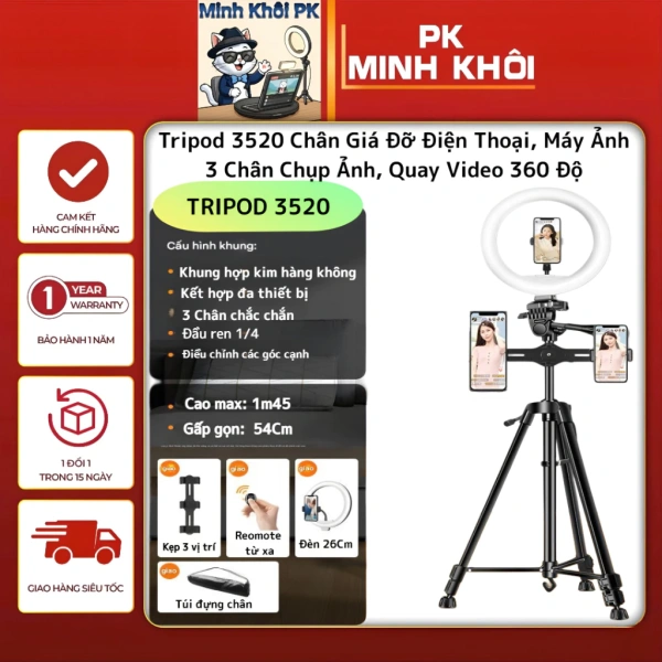 Đèn tích hợp trên chân quay đa năng 3 trong 1 thực sự giúp livestream sáng hơn hay chỉ khiến pin nhanh hết?
