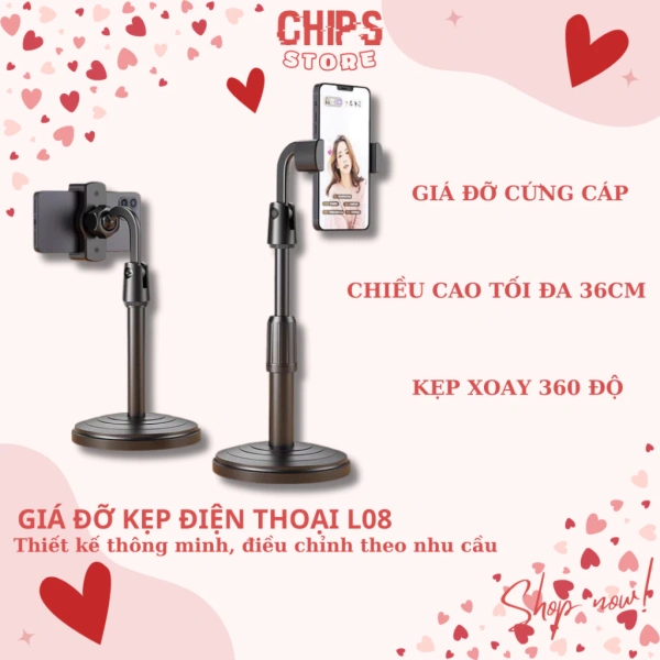 Độ ổn định của giá đỡ kẹp điện thoại quay 360° thường bị bỏ quên khi livestream dài.