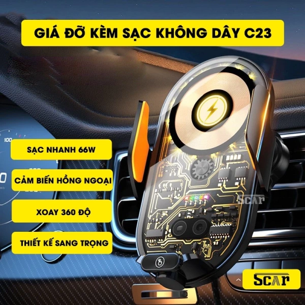 Giá đỡ điện thoại ô tô có sạc không dây 66W thực tế khiến cửa gió bị che khuất, làm giảm hiệu quả làm mát